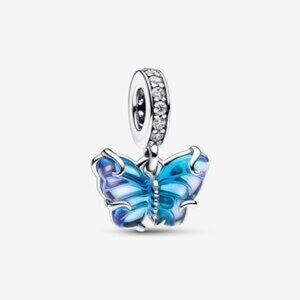 Pandora Blue Murano Glass Butterfly Dangle Charm